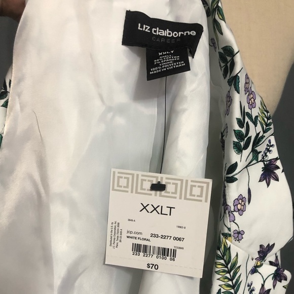 LIZ CLAIBORNE | WHITE FLORAL | ONE BUTTON JACKET | BRAND NEW WITH TAGS - Picture 7 of 7